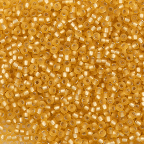 Miyuki Round Seed Bead 11/0 Matte Silver Lined Gold (3F)
