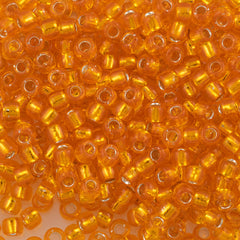 Toho Round Seed Beads 6/0 Silver Lined Tangerine 2.5-inch tube (30B)