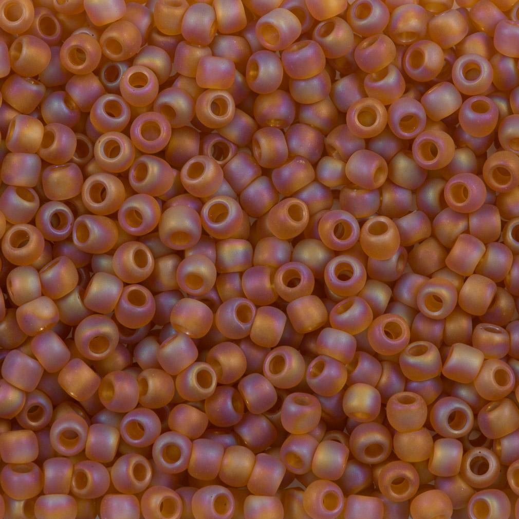 50g Toho Round Seed Beads 6/0 Transparent Matte Dark Amber AB (162CF)