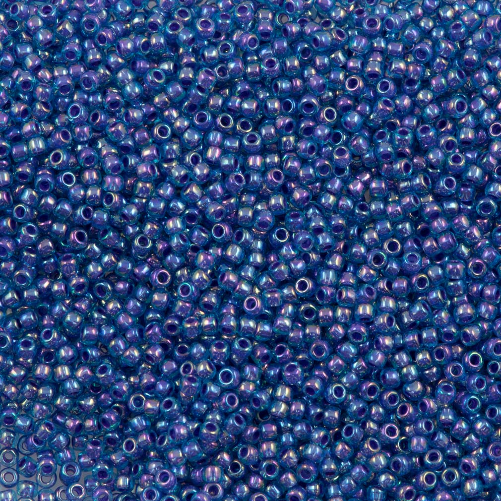 Toho Round Seed Bead 11/0 Purple Lined Cobalt AB 2.5-inch Tube (1837)