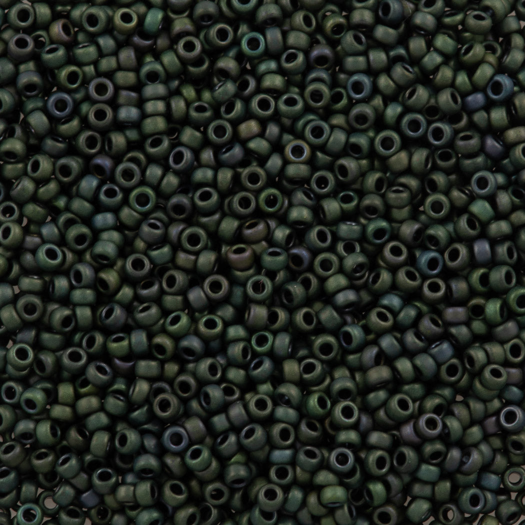 Miyuki Round Seed Bead 15/0 Matte Metallic Dark Green Iris (2066)