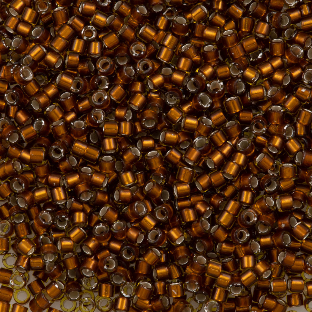 Miyuki Delica Seed Bead 11/0 Silver Lined Glazed Brown 2-inch Tube DB1682