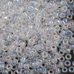 Toho Round Seed Beads 6/0 Transparent Crystal AB 2.5-inch tube (161)