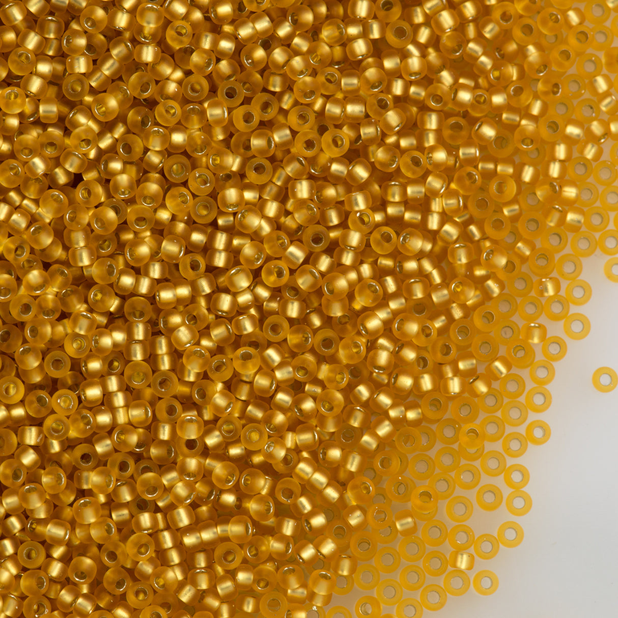 Miyuki Round Seed Bead 11/0 Matte Silver Lined Dark Gold 22g Tube (4F)