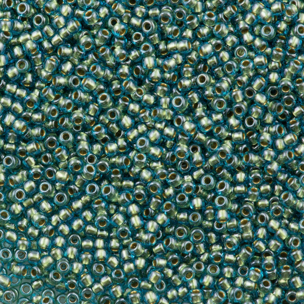 Toho Round Seed Bead 11/0 Inside Color Lined Gold Green 2.5-inch Tube (284)