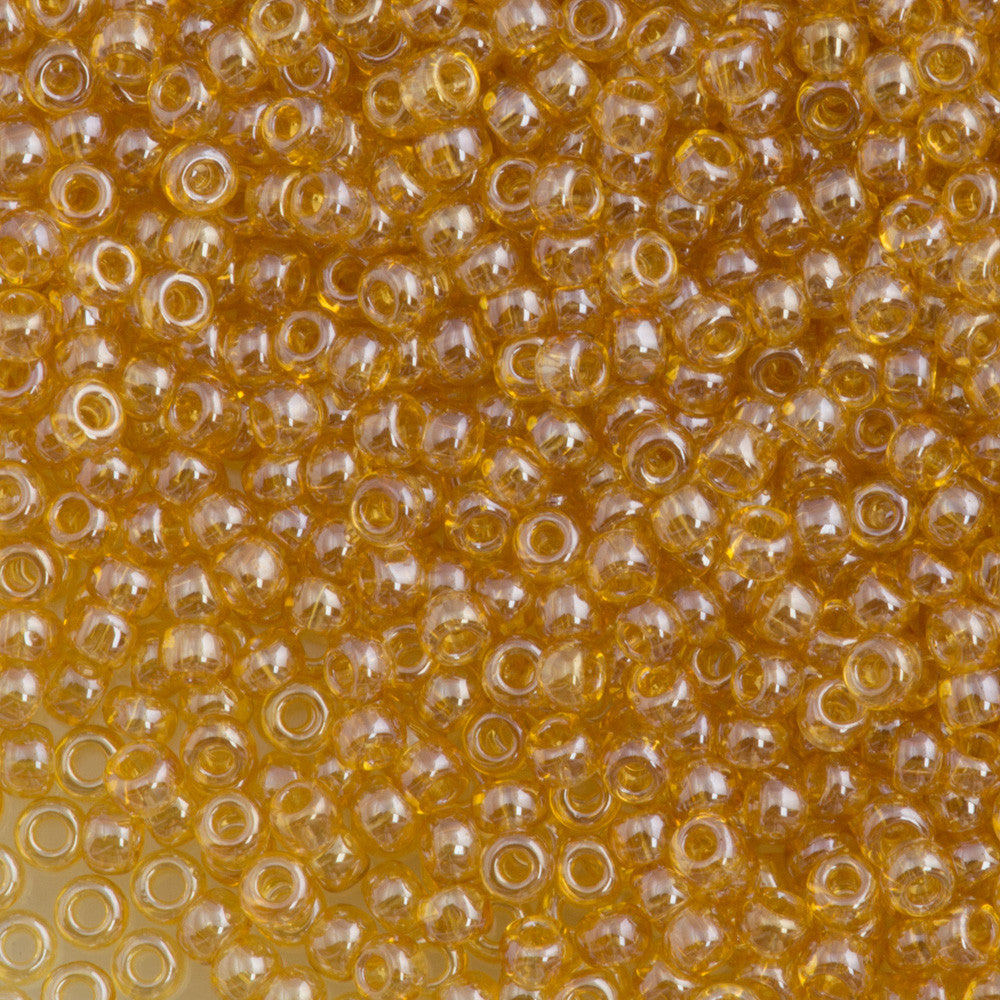 Toho Round Seed Bead 11/0 Transparent Medium Topaz Luster 2.5-inch Tube (103b)