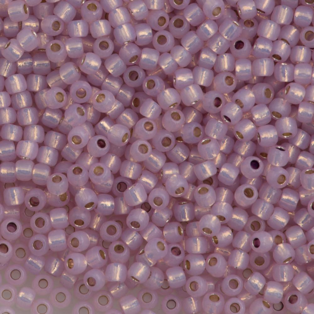 50g Toho Round Seed Bead 11/0 Permanent Finish Silver Lined Light Milky Amethyst (2121PF)