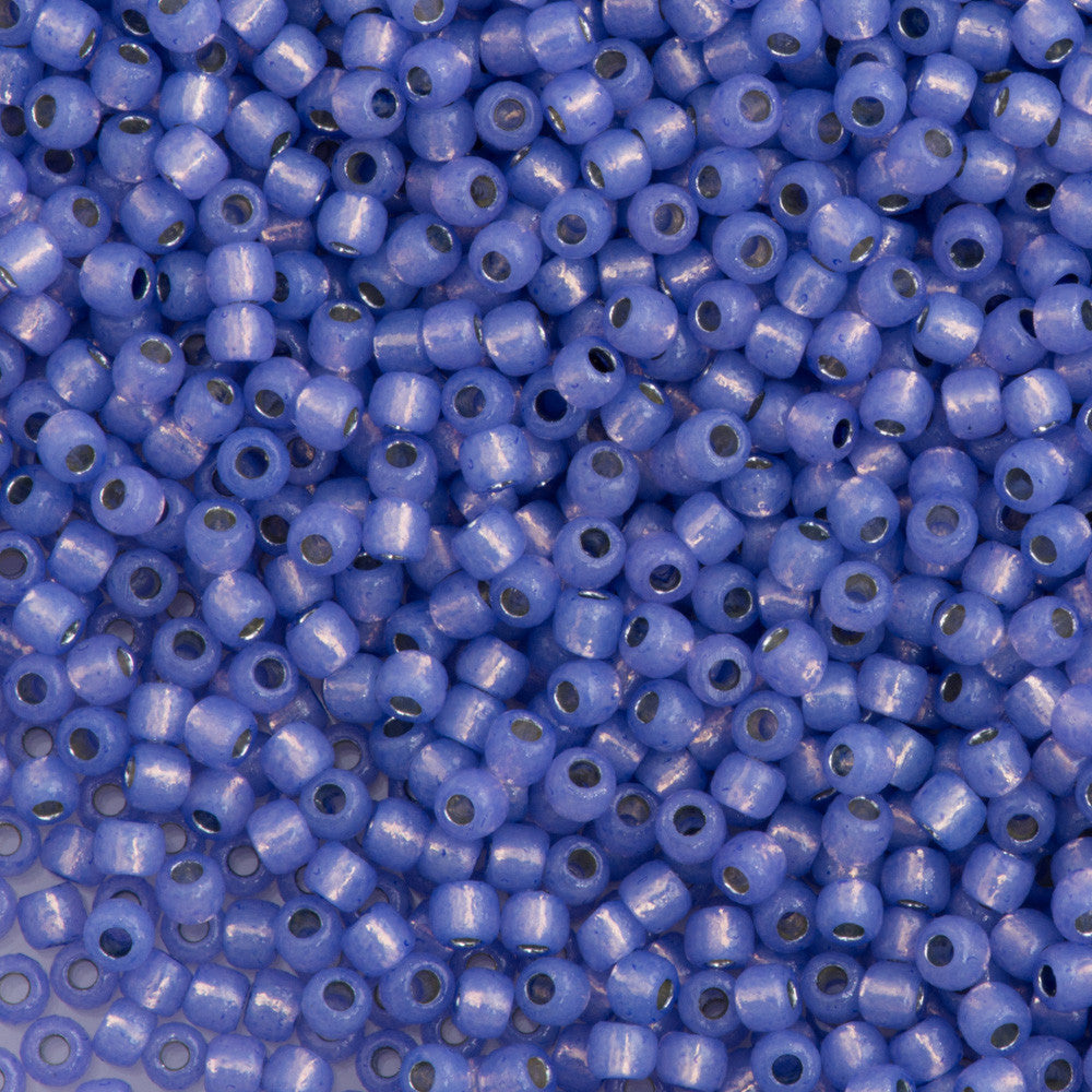 Toho Round Seed Bead 11/0 PermaFinish Silver Lined Milky Sapphire 2.5-inch Tube (2123PF)
