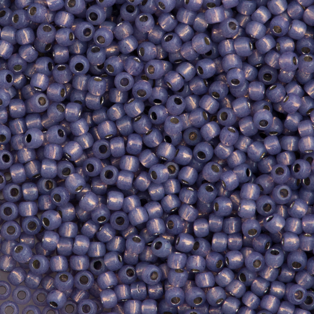 50g Toho Round Seed Bead 11/0 Permanent Finish Silver Lined Milky Lavender (2124PF)
