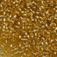 Toho Round Seed Bead 11/0 PermaFinish Silver Lined Gold 19g Tube (22PF)