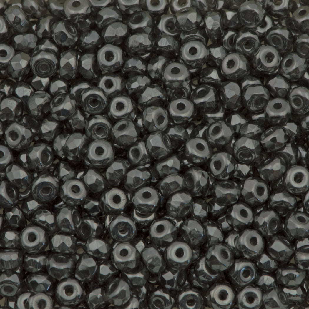 Czech Glass 2x3mm Faceted Micro Spacer Beads 100pcs Chrome (27400)