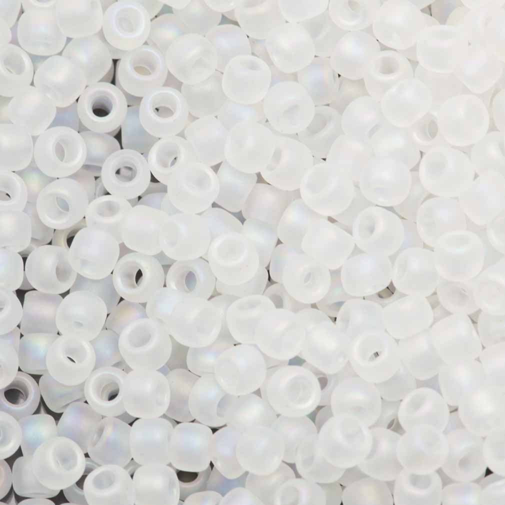 Toho Round Seed Bead 8/0 Transparent Matte Crystal AB 2.5-inch tube (161F)