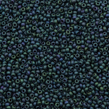 Miyuki Round Seed Bead 11/0 Matte Metallic Blue Green 22g Tube (2064)