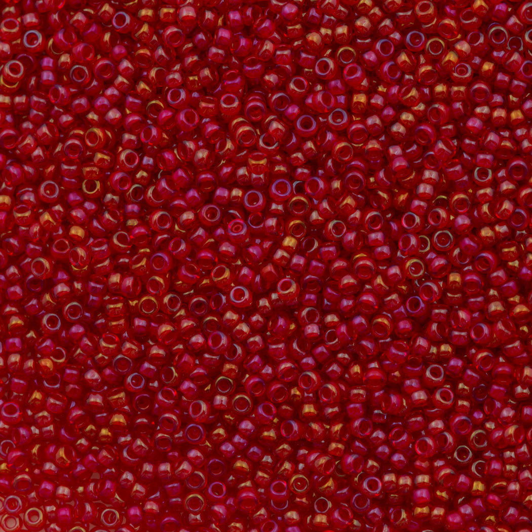 Miyuki Round Seed Bead 15/0 Inside Color Lined Red AB 2-inch Tube (2248)