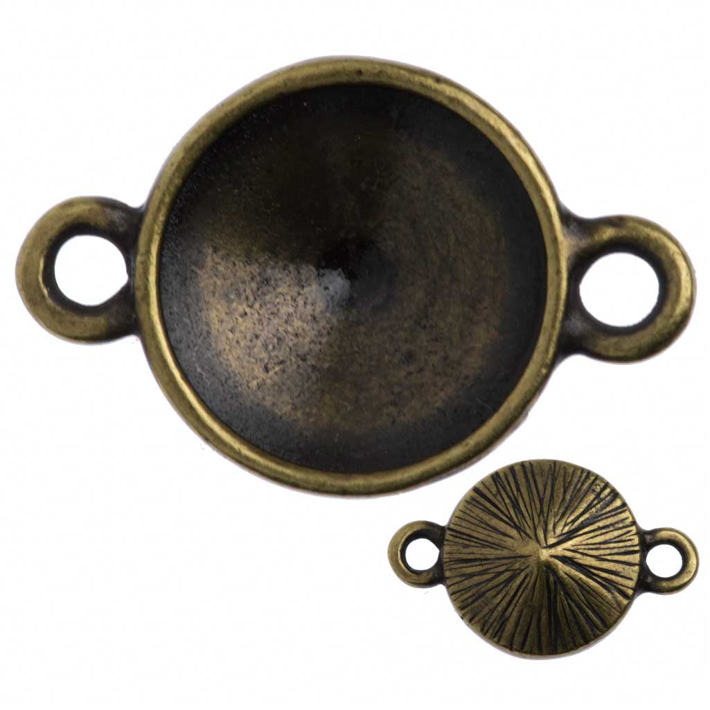 TierraCast Antique Brass Plated Pewter 12mm Textured Rivoli Frame Link