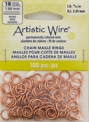 Artistic Wire Copper 8.1mm Jump Ring 100pc 18 ga, I.D. 5.95mm