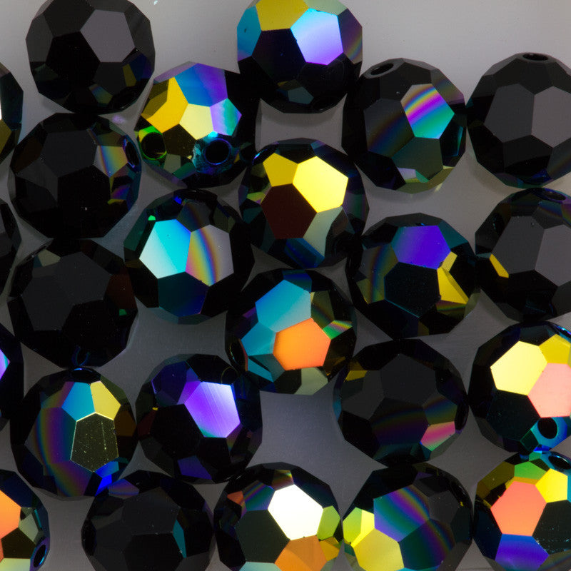 TRUE CRYSTAL 8mm Round Bead Jet AB (280 AB)