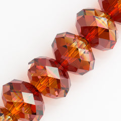 6 TRUE CRYSTAL 12x8mm Rondelle Bead Crystal Red Magma (001 REDM)