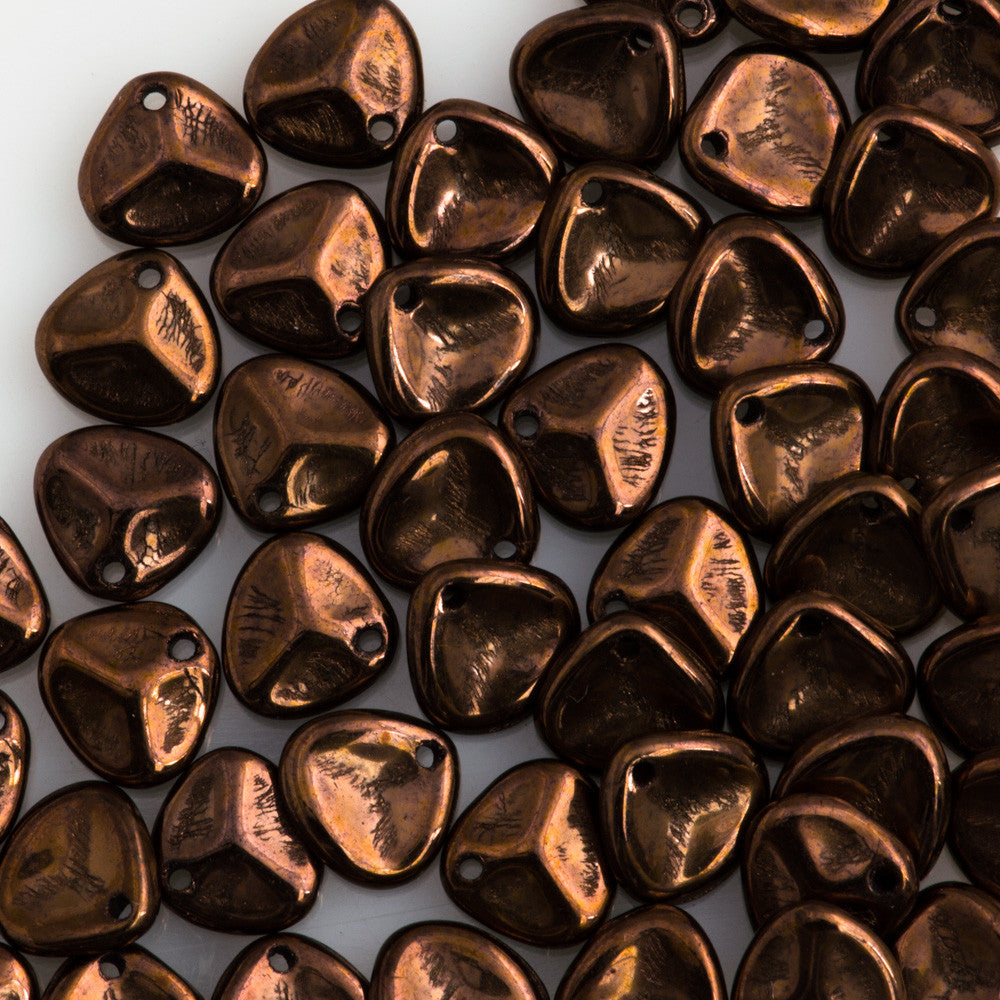 50 Czech 8x7mm Petal Dark Bronze Beads (14415)