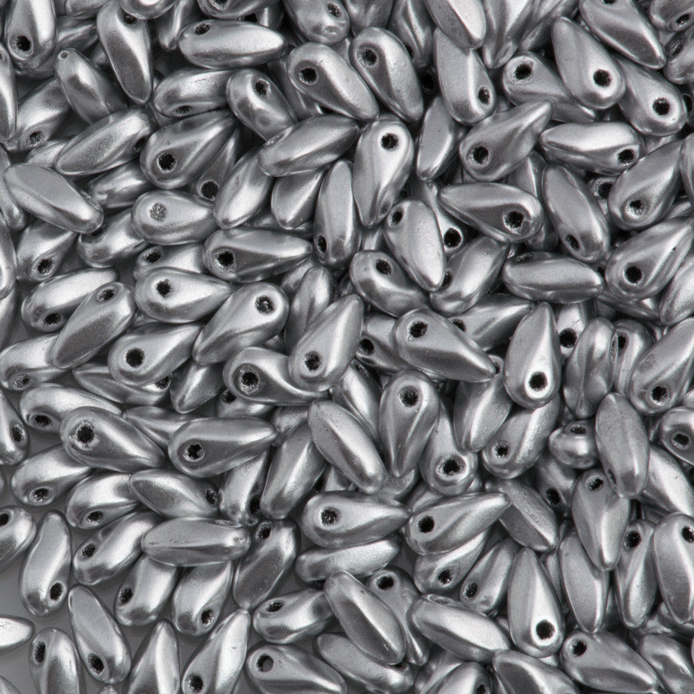 Czech Mini Dagger Matte Metallic Silver Beads 8g Tube (01700K)