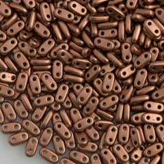 CzechMates 2x6mm Two Hole Bar Matte Metallic Bronze Copper Beads 6.7g Tube (01780K)