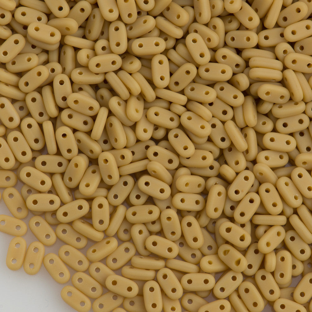 CzechMates 2x6mm Two Hole Bar Matte French Beige Beads 15g (13070M)