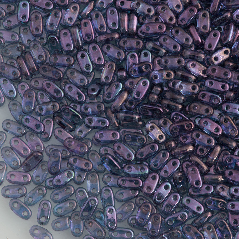 CzechMates 2x6mm Two Hole Bar Transparent Amethyst Luster Beads 15g (15726)