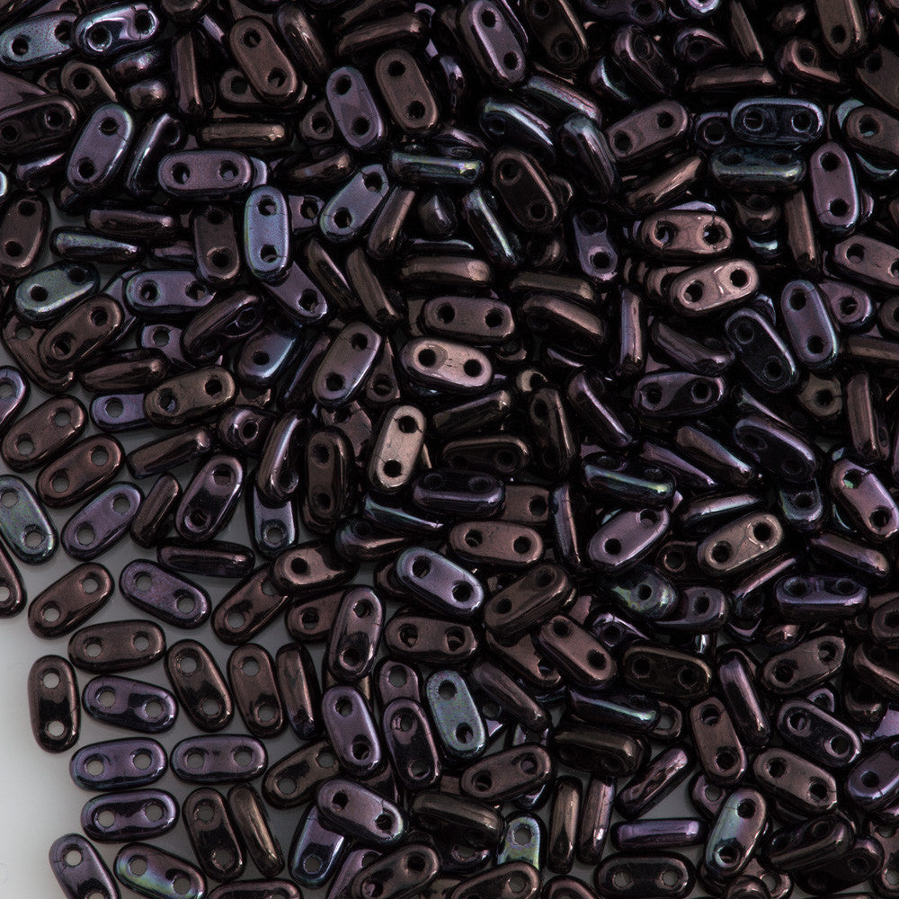 CzechMates 2x6mm Two Hole Bar Metallic Amethyst Luster Beads (15726B)