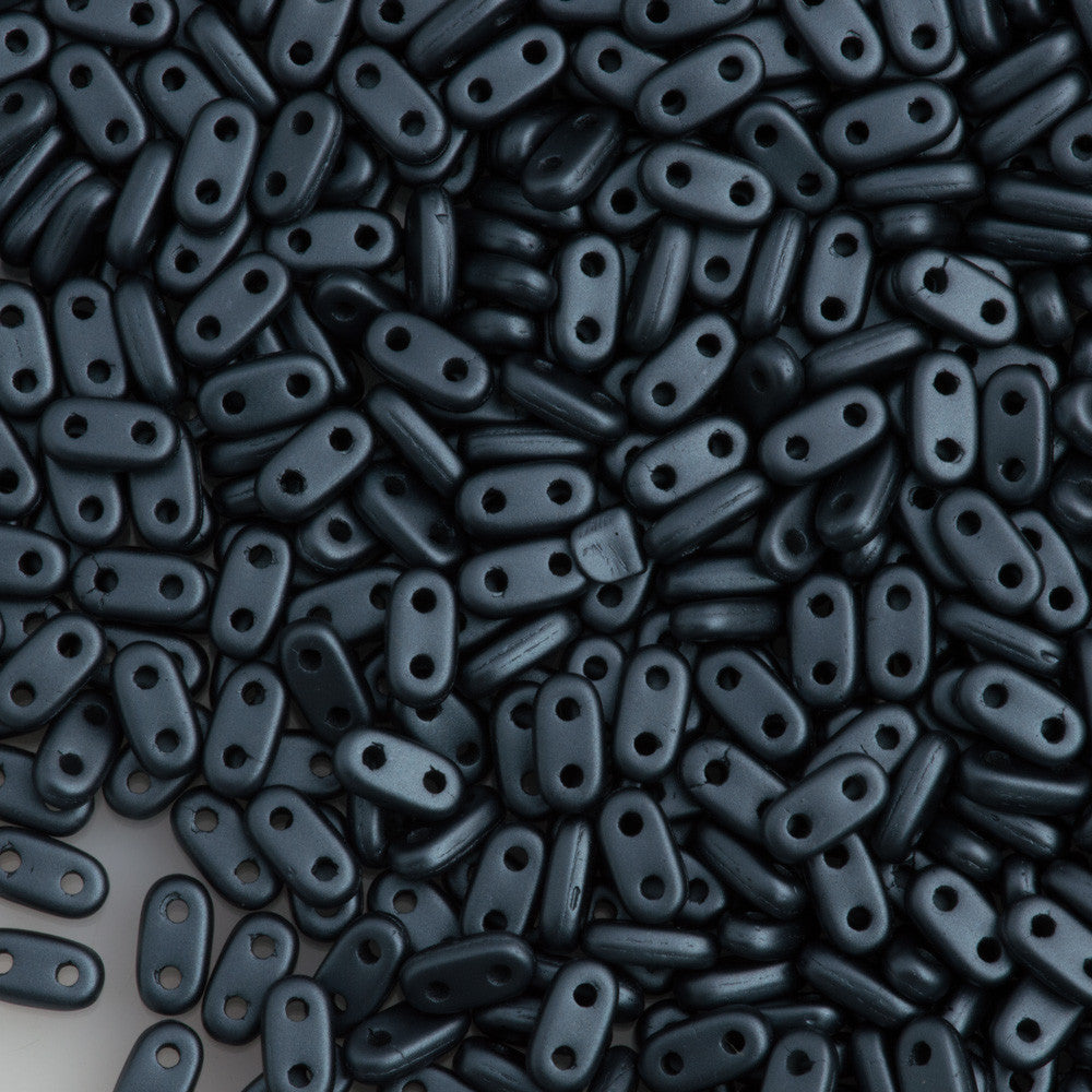 CzechMates 2x6mm Two Hole Bar Charcoal Pearl Coat Beads 15g (25037)