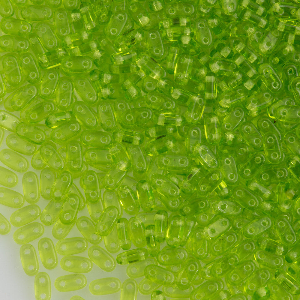 CzechMates 2x6mm Two Hole Bar Olivine Beads 15g (50230)