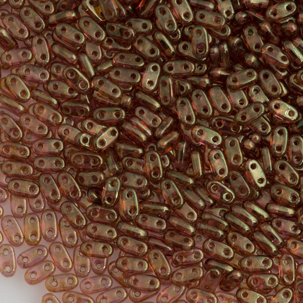 CzechMates 2x6mm Two Hole Bar Gold Topaz Rose Luster Beads 15g (65491)