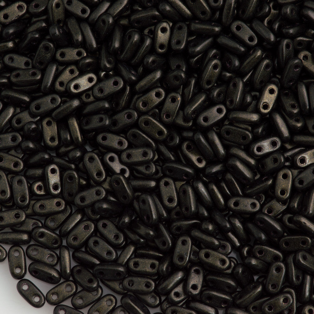 CzechMates 2x6mm Two Hole Bar Metallic Suede Dark Green Beads 15g (79082)