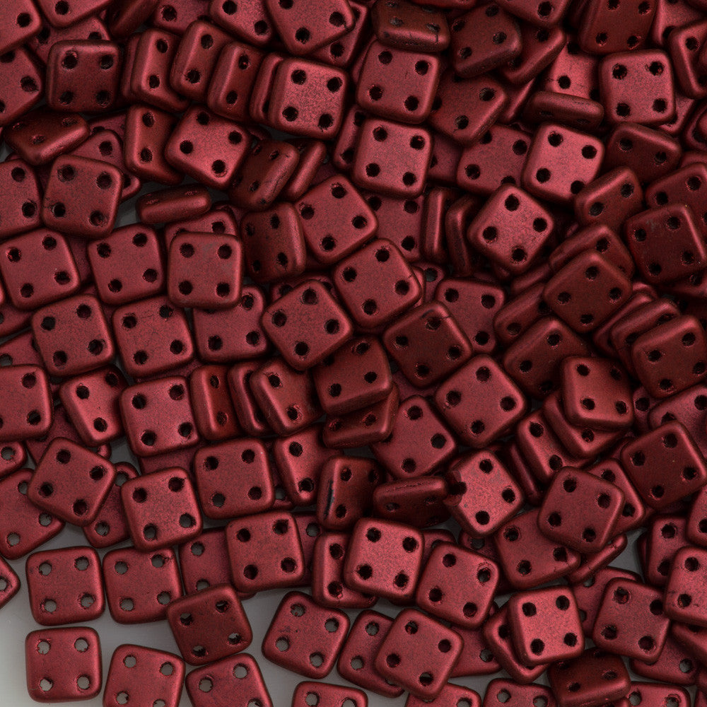 CzechMates 6mm Four Hole Quadratile Matte Metallic Lava Beads 15g (01890K)