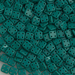 CzechMates 6mm Four Hole Quadratile Dark Turquoise Beads 15g (63150)