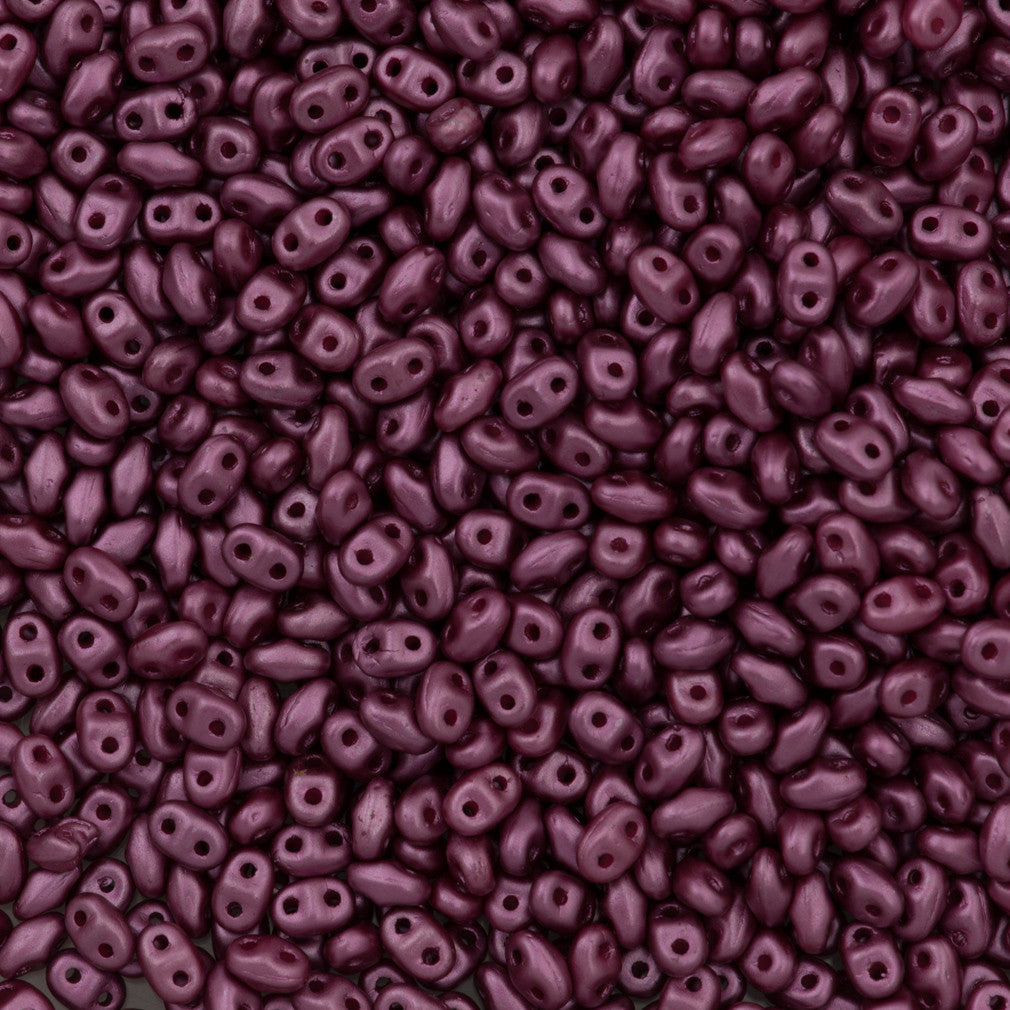 MiniDuo 2x4mm Two Hole Beads Pastel Burgundy 8g Tube (25031)
