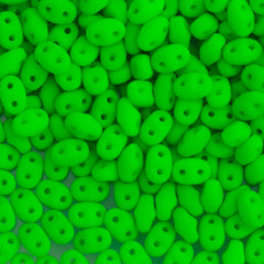 MiniDuo 2x4mm Two Hole Beads Neon Green 8g Tube (25124)