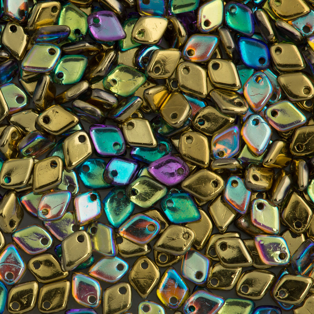 Czech Dragon Scale Beads Crystal Golden Rainbow 9g Tube (98536)