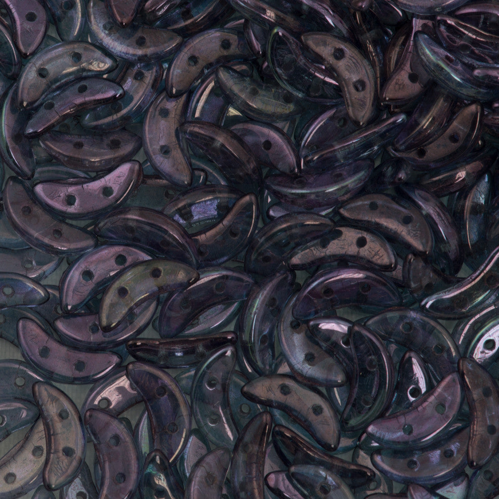 CzechMates 3x10mm Two Hole Crescent Transparent Amethyst Luster Beads 15g (15726)