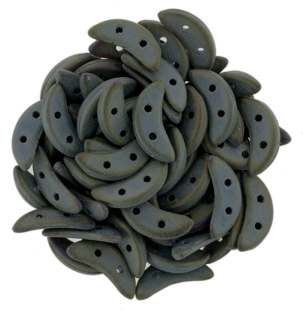CzechMates 3x10mm Two Hole Crescent Matte Brown Iris Beads 15g (21115)