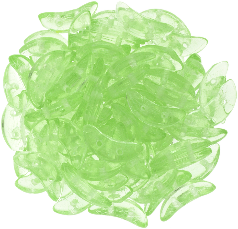 CzechMates 3x10mm Two Hole Crescent Peridot Beads 15g (50500)