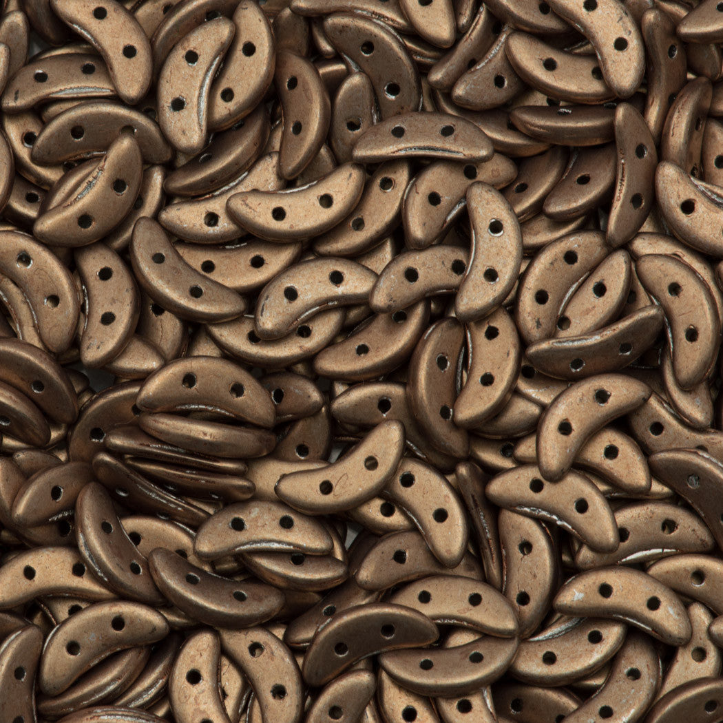 CzechMates 3x10mm Two Hole Crescent Saturated Metallic Khaki Beads 8.5g Tube (77033)