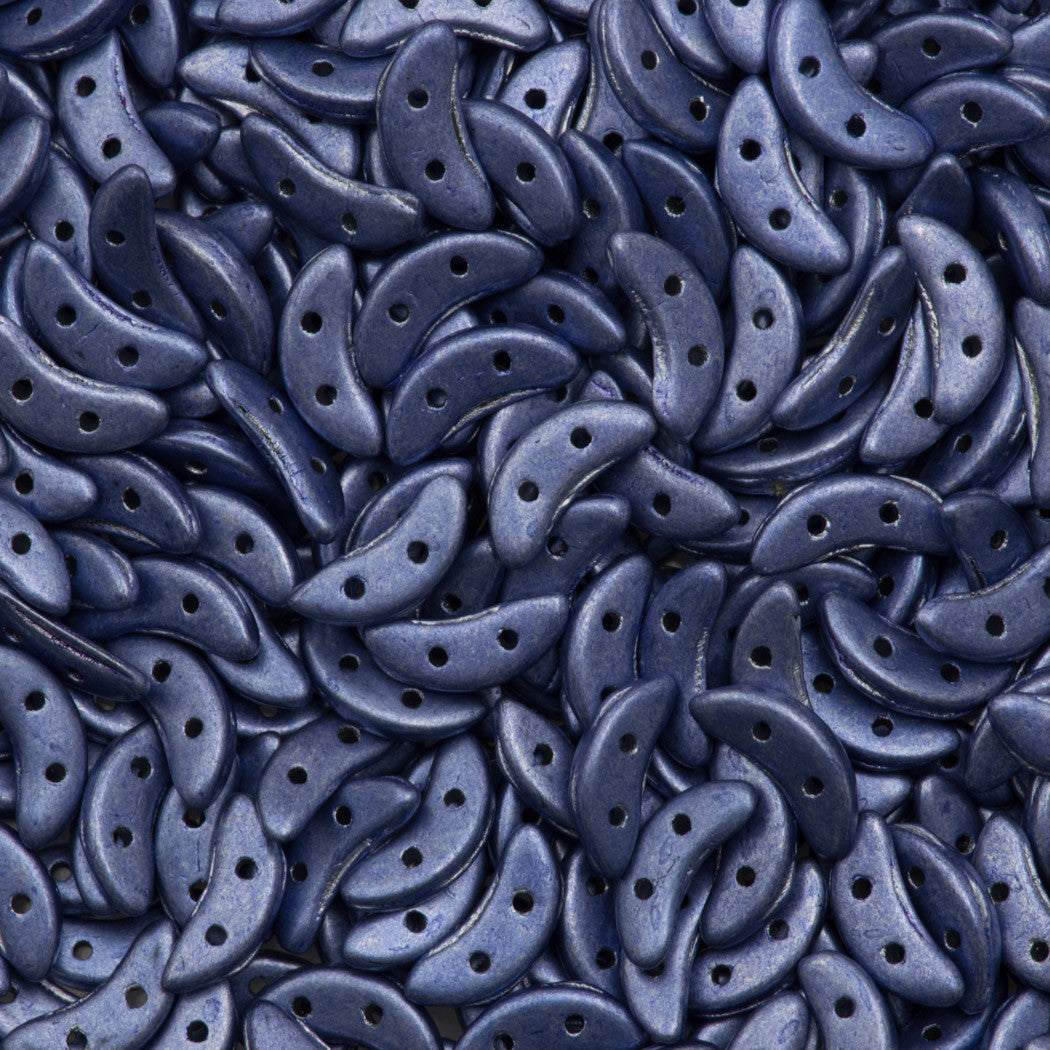 CzechMates 3x10mm Two Hole Crescent Saturated Metallic Sapphire Beads (77039)