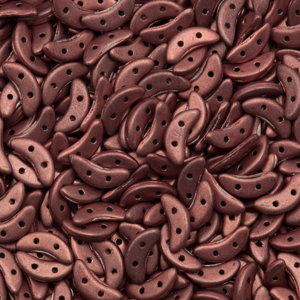 CzechMates 3x10mm Two Hole Crescent Saturated Metallic Light Copper Beads 15g (77041)