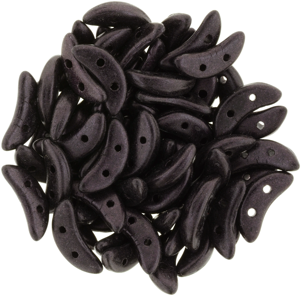 CzechMates 3x10mm Two Hole Crescent Metallic Suede Dark Plum Beads 15g (79083)
