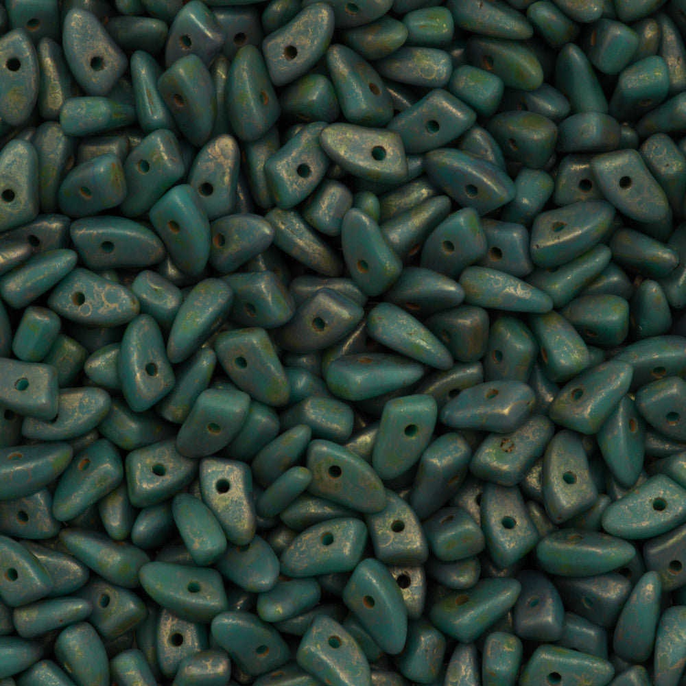 CzechMates Prong Beads Turquoise Copper Picasso 15g (63130CT)