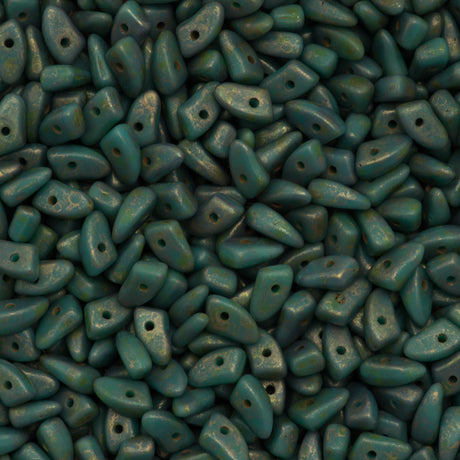 CzechMates Prong Beads Turquoise Copper Picasso 15g (63130CT)