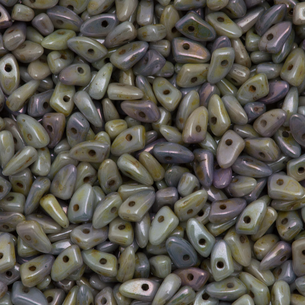 CzechMates Prong Beads Opaque Green Luster 15g (65431P)