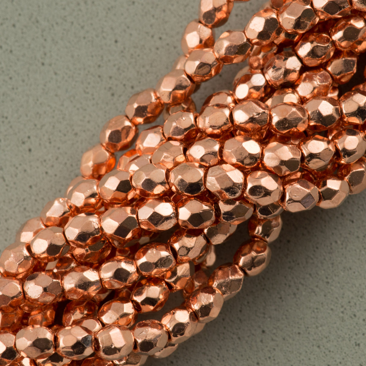 80 Czech Fire Polished 4mm Round Bead Copper Penny (27500)