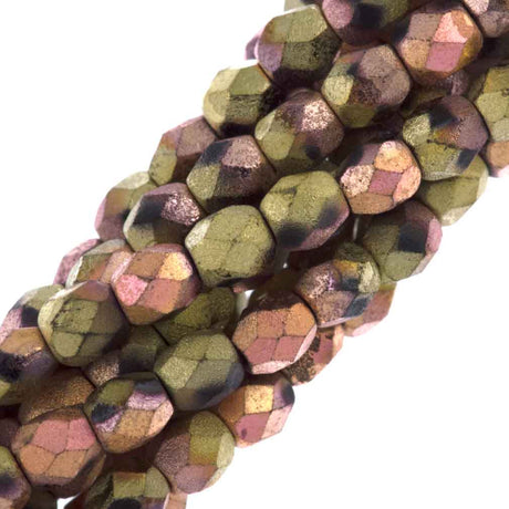 80 Czech Fire Polished 4mm Round Bead Matte California Pink (98844)