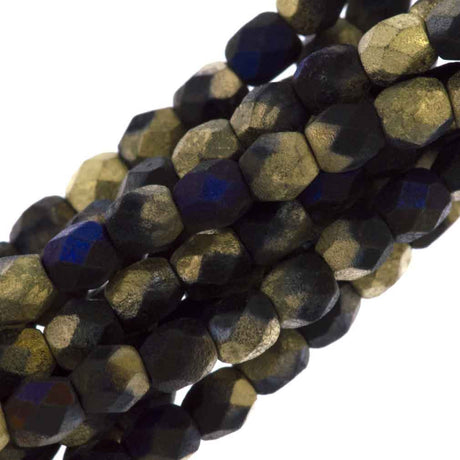 80 Czech Fire Polished 4mm Round Bead Matte California Blue (98848)